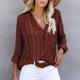 thumbnail image 3 of Lady Top,Camisa con Cuello en V a Rayas para Mujer, Camisa con Cuello en V de otoño, Camisa Informal Suelta con Botones, Calidad Superior, 3 of 5