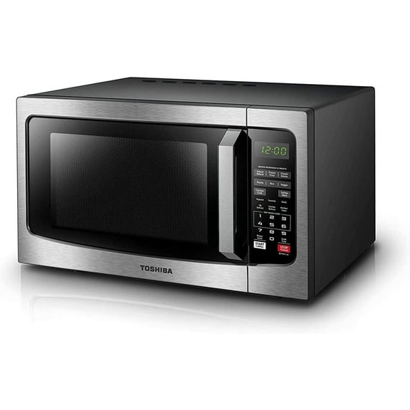 Toshiba Countertop Microwave Oven, 1.2 Cu Ft, 1,100 Watts, Smart Sensor, Mute Function, Stainless Steel