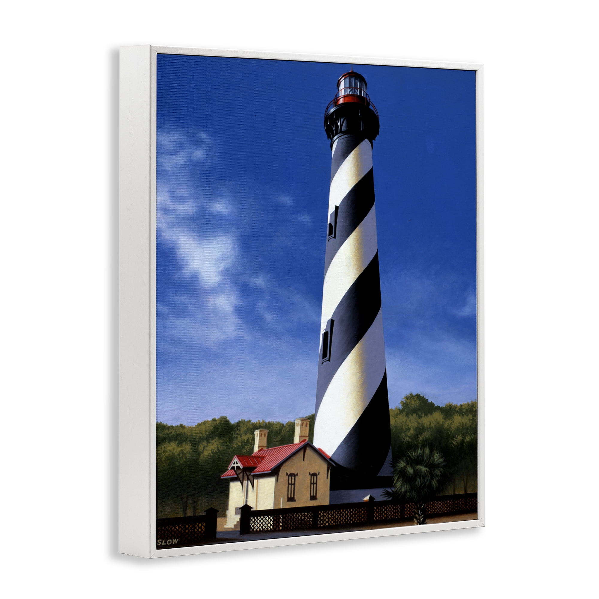 St. Augustine Lighthouse White Framed Giclee Art, design by Wind River Studios