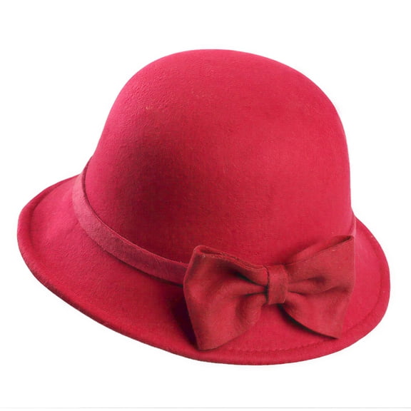OQRKI Red Fedora Hat Warm Cozy Winter Style Red Fedora With Elegant Bowknot Detail Womens Hats,Chic Cold-Weather Look Womens Winter Hat