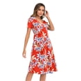 thumbnail image 1 of FcBaudy Robe à Manches Courtes Col Rond Hauteur Genou, Robes d'Été pour Femmes, Robes Décontractées à Manches Courtes Col en V à Fleurs pour Femmes Robe de Plage d'Été Mode Robe pour Femmes, 1 of 1