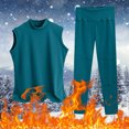 thumbnail image 4 of Gibobby Ropa interior deportivo hombre Camisas térmicas sin mangas para mujer Cuello redondo Forro polar Camisetas sin mangas térmicas Chaleco Tops de invierno Tops delgados（Azul， XXXXXXL), 4 of 5