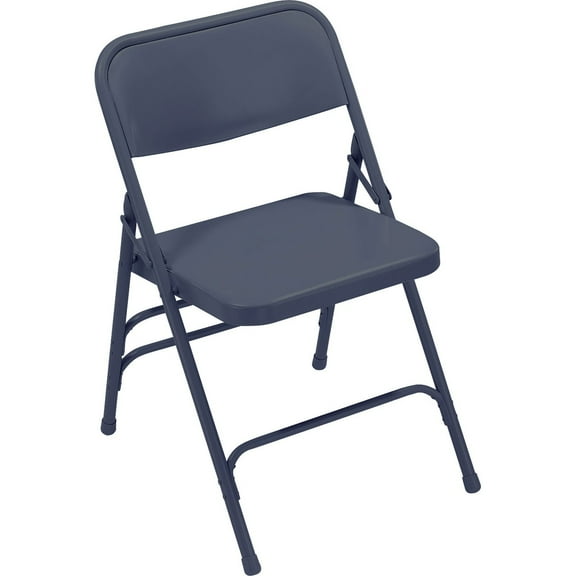 (Pack of 4) NPS® 300 Series Deluxe All-Steel Triple Brace Double Hinge Folding Chair, Char-Blue