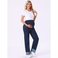 thumbnail image 4 of DARING DIVA Women's Maternity Cuffed High Stretchy Over the Belly Pants S Black Blue, 4 of 5