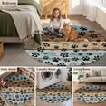 thumbnail image 5 of Cute Dog Claws Large Round Rug 8 FT, Non Slip Living Room Area Carpet, Farmhouse Blue Wooden Puppy Pawprints Washable Soft Circle Rug Non-Shedding Floor Carpet for Bedroom Office Dining Room, 5 of 9