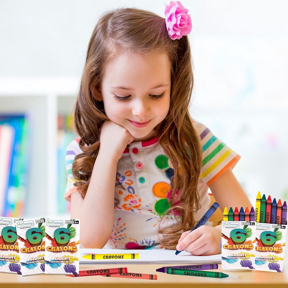 ArtCreativity Crayons Bulk Set - 75 Packs, 450 Total - Kids Crayons in 6 Colors - Classroom & Party Favors