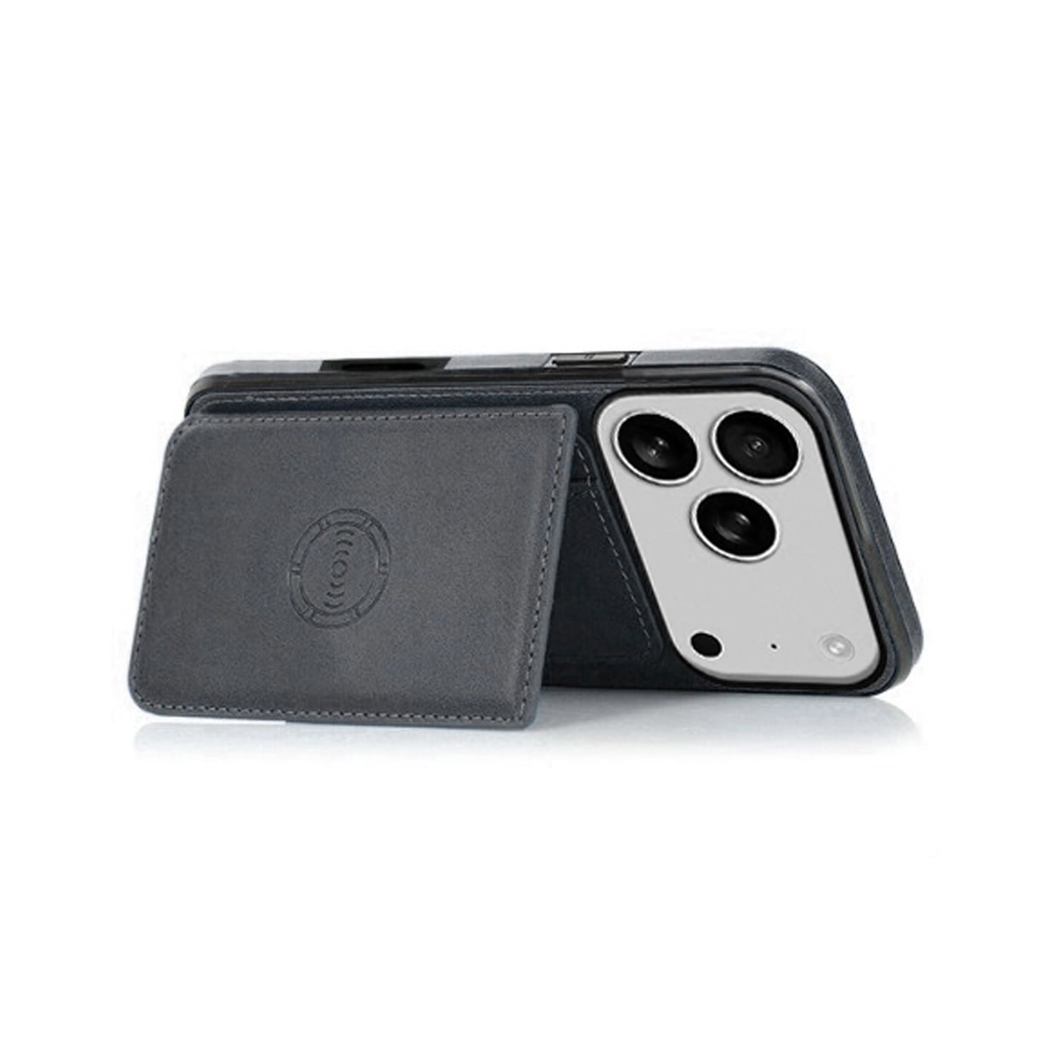 Leather Wallet Case with Card Pocket for iPhone 17 Pro Max - Black