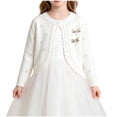 thumbnail image 2 of hengsof Toddler Girls Short Sleeve Bolero Cardigan Sweaters Kids Knit Button Lettuce Trim Shrug Cropped Cute Sweater, 2 of 8