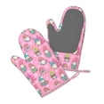 thumbnail image 5 of Hirioo pink Holiday Joy for Silicone Oven Mitts for BBQ, Baking, Cooking, Set of 2, Heat Resistant 260℃, Non-Slip Kitchen Essentials, 5 of 6