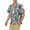 thumbnail image 4 of INSPIRE CHIC Men's Animal Print Short Sleeves Button Up Summer Hawaiian Shirts L Black White, 4 of 7