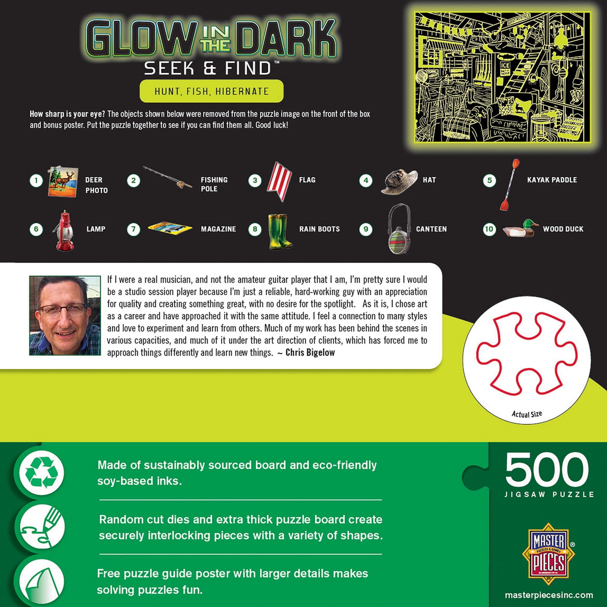Hidden Images Glow In The Dark - Hunt, Fish and Hibernate 500 Piece Puzzle