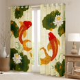thumbnail image 2 of Manfei Traditional Koi Black Out Curtains for Home, Lotus Pond Curtains Pack of 2 (42x63 Each) for Office, Red Gold Green, 2 of 6