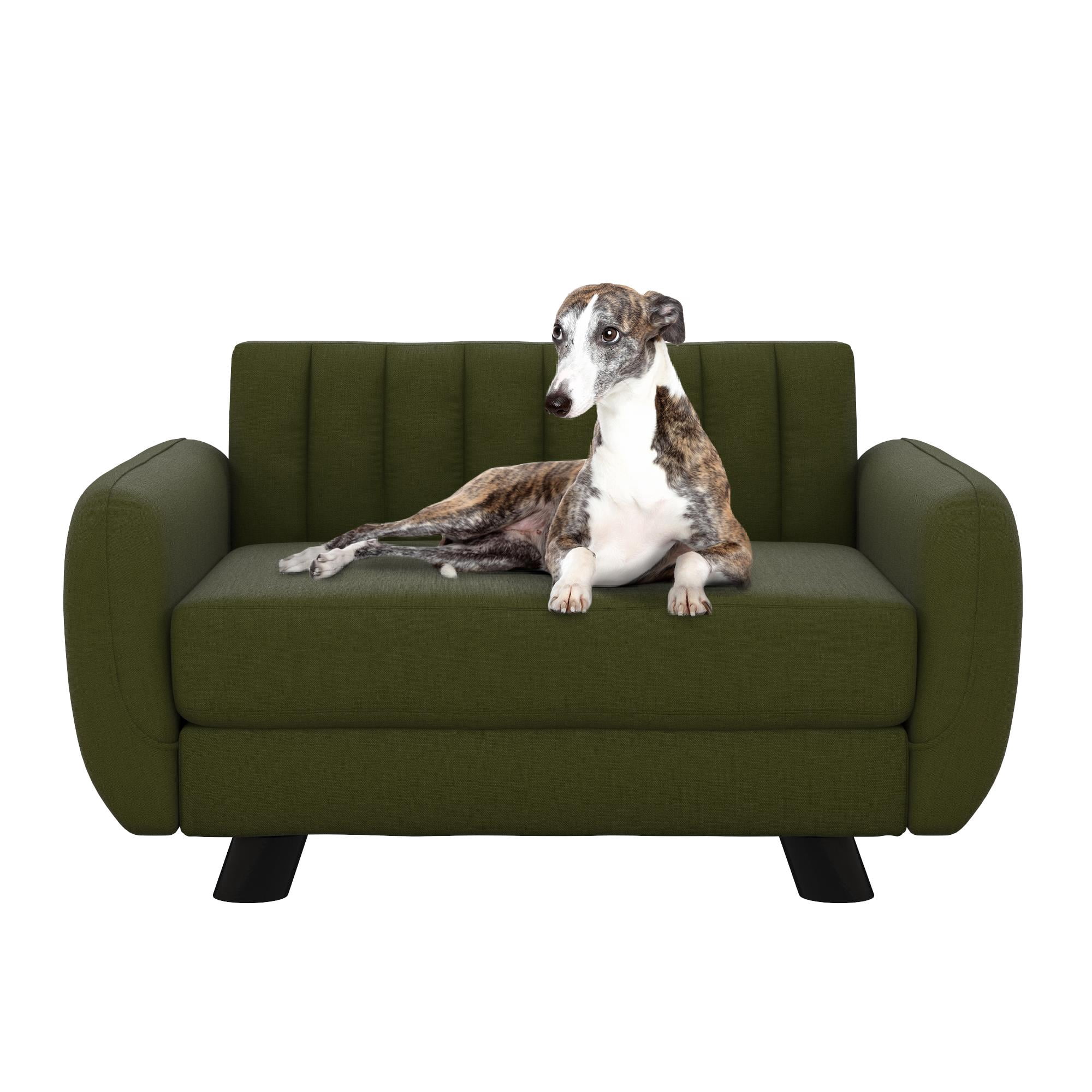 Novogratz Brittany Pet Sofa, Small/Medium Pet Bed, Green Linen