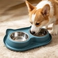 thumbnail image 2 of Slow Feeder Dog Bowls,Puppy Bowls,Stainless Steel Food and Water Bowl Set 3 in 1 No Spill Waterproof Silicone Pet Food Mat Puppy Feeding Station for Large Medium Small Breed Non Slip Metal Dish Tray, 2 of 7