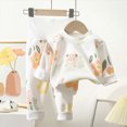 thumbnail image 2 of masbird Cotton 2 Piece Pajamas Boys Girls Long Sleeve Sets Toddler Pjs Kids Fall Winter Sleepwear Sets for 6-12 Months 12-24 Months 2 3 4 5 6 7 8 9 T Children(Yellow,0-3 M), 2 of 4
