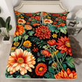 thumbnail image 2 of Manfei Retro Rustic Flower Bed Sheets,Natural Plant King Sheets,Orange Green Black Sheet Set For Girls Kids,Super Cozy Room Decor,4 Pieces, 2 of 7