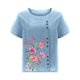 thumbnail image 4 of Camisetas de Manga Corta para las Mujeres Botón de Impresión Casual Cuello Redondo Camiseta Superior, Blusas para las Mujeres Casual, 4 of 4