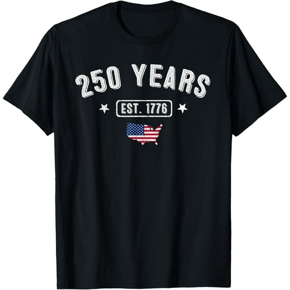 Velto 250 Years America Anniversary1776 250th Birthday US Flag T-Shirt All Size S-5XL
