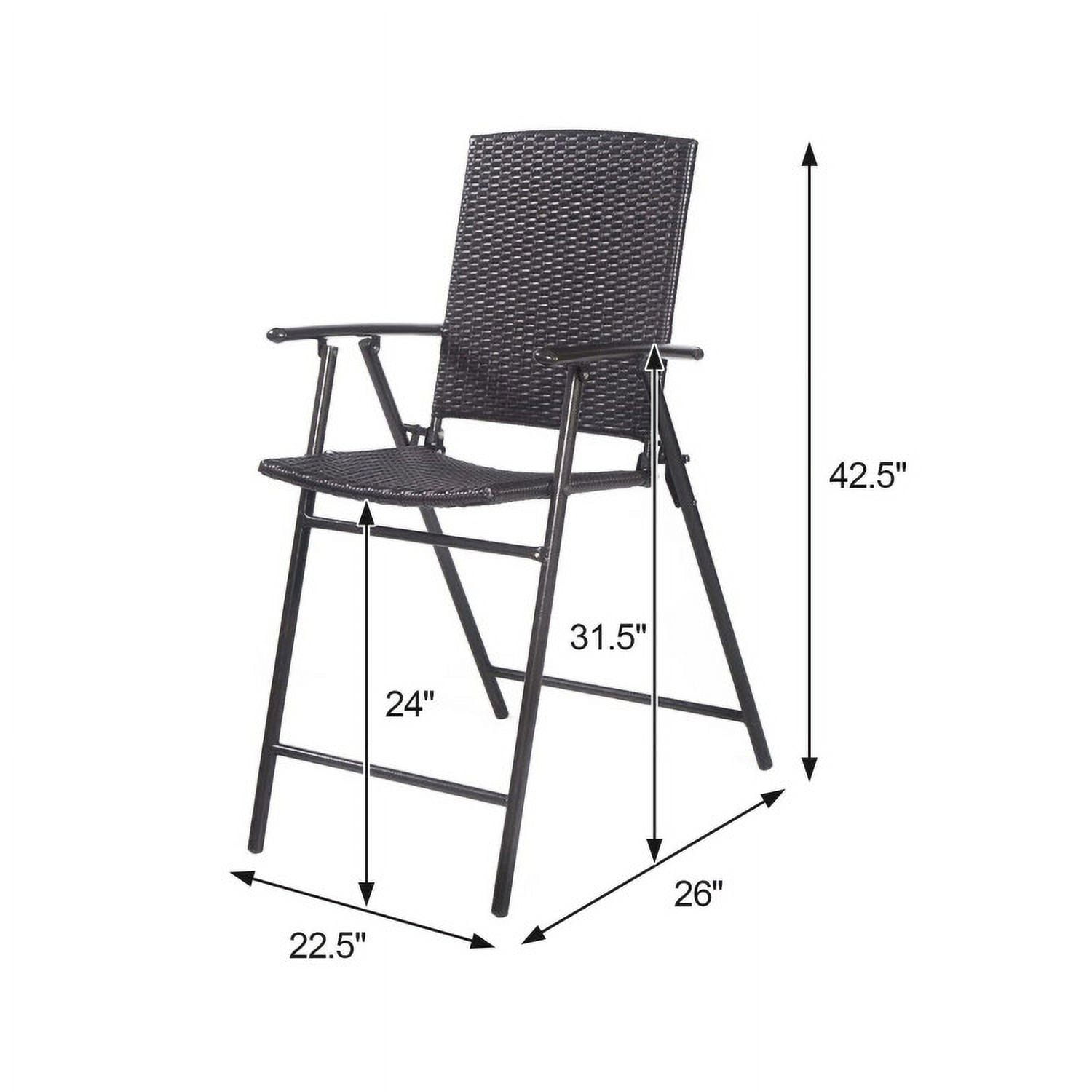 Aimee Lii Set of 4 Folding Rattan Bar Chairs with Footrests and Armrests for Outdoors and Indoors, Outdoor Patio Furniture Aimee Lii Set of 4 Folding Rattan Bar Chairs with Footrests and Armrests for Outdoors and Indoors, Outdoor Patio Furniture