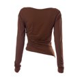thumbnail image 3 of Kmbangi Womens Long Sleeve Shirts, Solid Color Irregular Oblique Shoulder Ruched Casual Shirts, 3 of 9