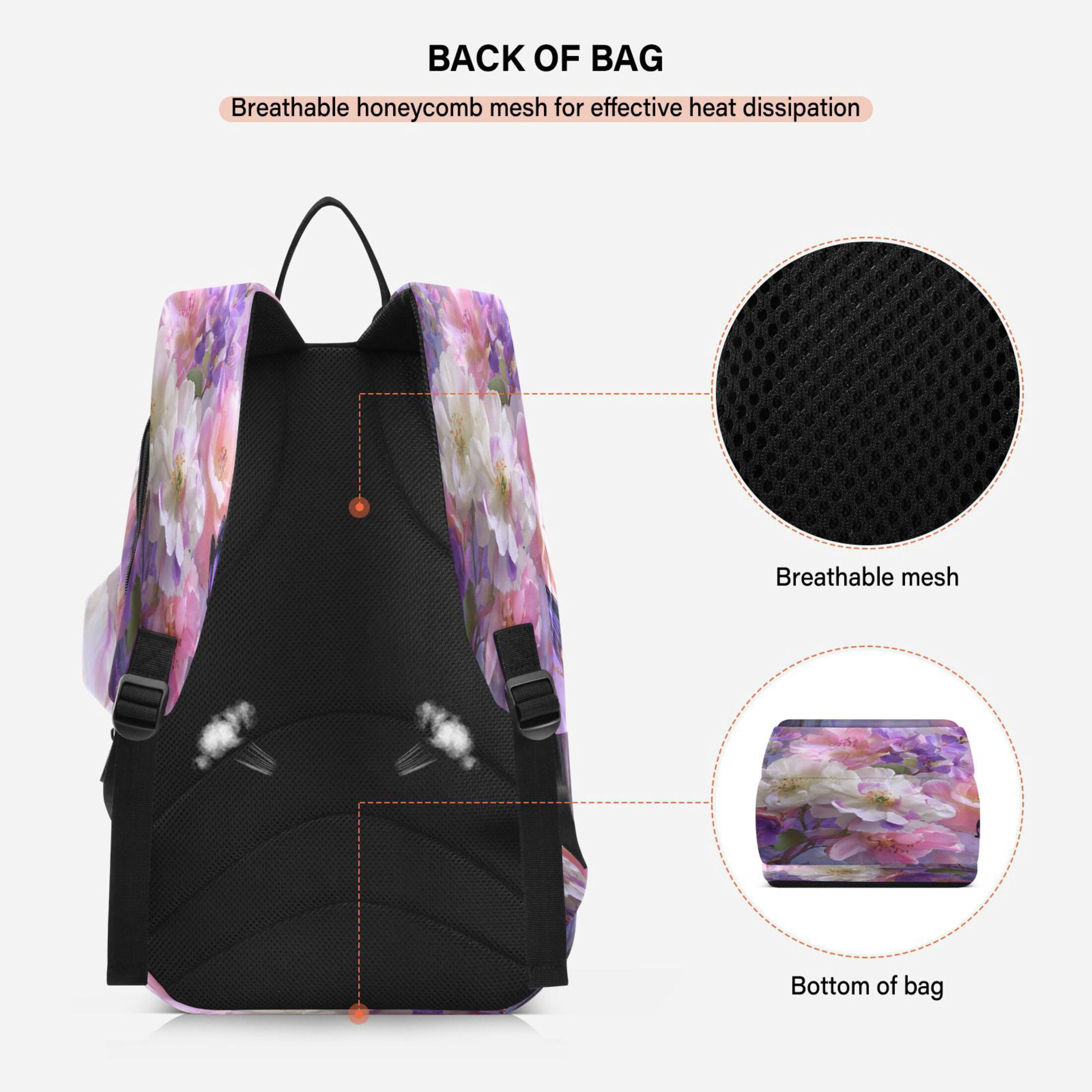 2 Racquet Holder Tennis Backpack Tennis Racket Covers Gym Bags Beautiful Spring Flowers