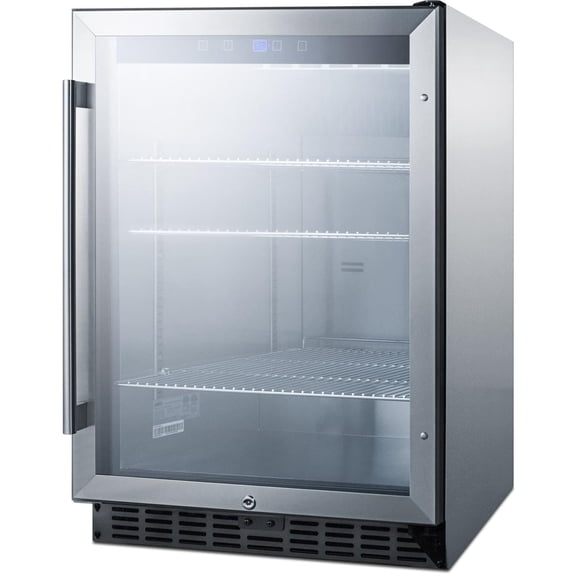 Summit 24” Beverage Center, Outdoor Beverage Refrigerator, 5.0 cu.ft. Capacity, Stainless Steel & Glass- SCR611GLOS