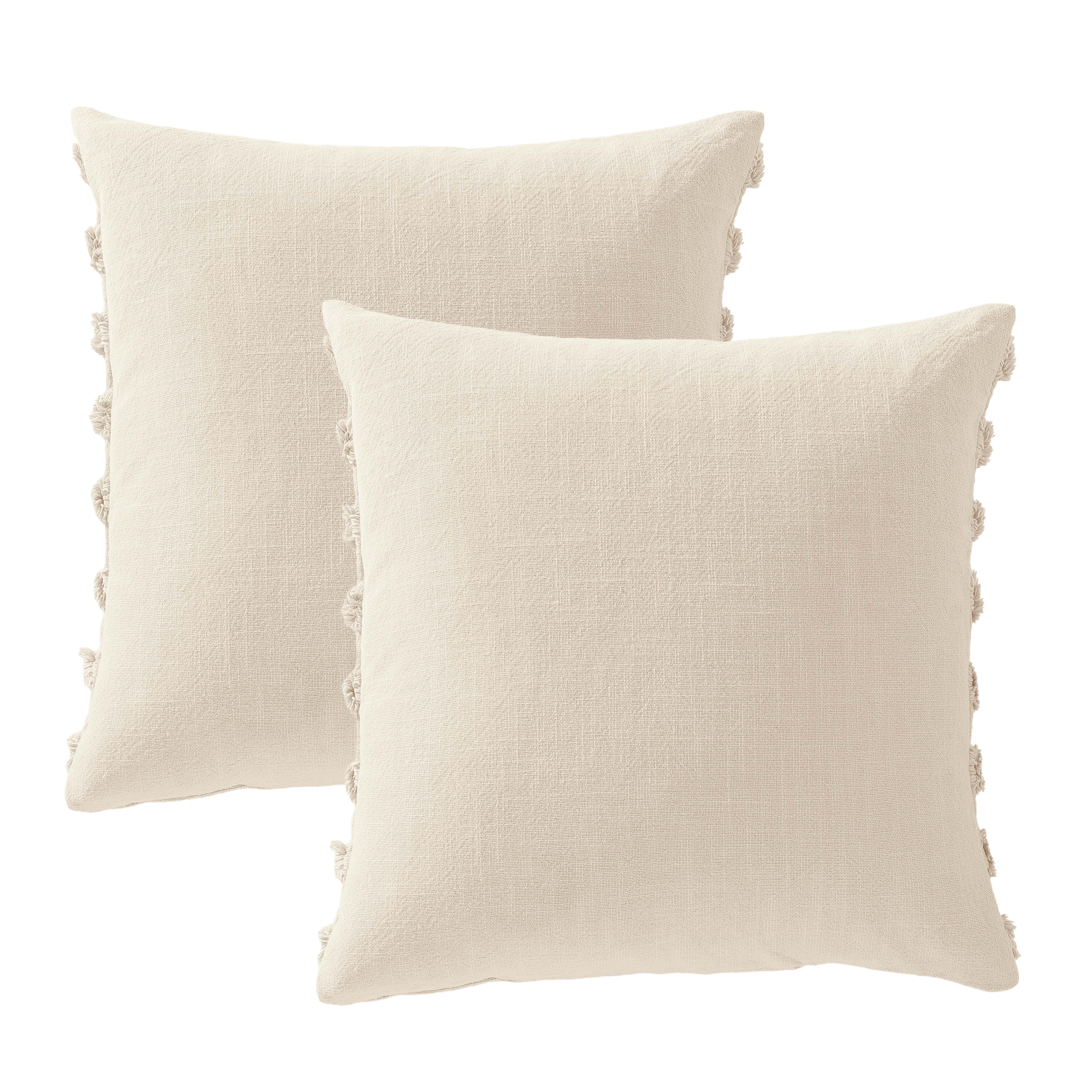 Mainstays Tufted Stripe Decorative Throw Pillow, 18 X 18 Inches, Ivory, 2 Pack