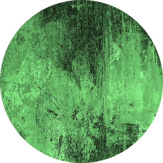 Ahgly Company Indoor Round Oriental Emerald Green Industrial Area Rugs, 3' Round