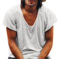thumbnail image 2 of Men's Summer Thin Short Sleeved T-Shirt Top Shirt Solid Color Loose Fit Round Neck Casual Daily Breathable Comfortable Tee for Gym Workout Beach Vacation Streetwear Modern Fashion Essential, 2 of 9