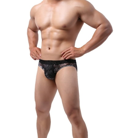 

Men Printed Fashion Briefs Comfortable Breathable Lace Trim Underwear