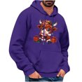 thumbnail image 2 of Aimik Hanes Mens Ugly Christmas Hoodie Vintage Long Sleeve Hoodie Trendy Reindeer Cute Calf Print Pullover Classic Sweatshirt Sweaters Hoodies, 2 of 4