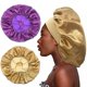 thumbnail image 1 of 2pcs Large Satin Bonnet,silk Bonnet Hair Wrap For Sleeping, Sleep Cap With Elastic Soft Band (purple,gold), 1 of 5