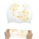 thumbnail image 5 of Gorro de natación floral impermeable de silicona de 1 pieza en amarillo y blanco, 5 of 5