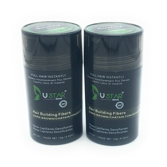 2 Pack - Ustar Hair Building Fibers Dark Brown .42oz