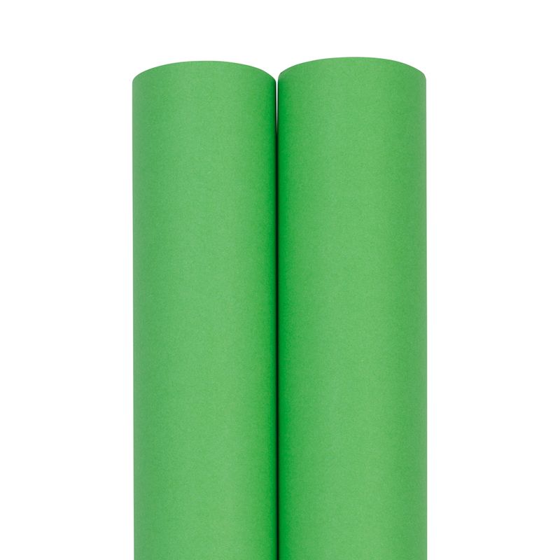 JAM Paper Matte Wrapping Paper, 52.6 Sq ft Total (17 in x 18 Ft Each), Lime Green, 2 Rolls