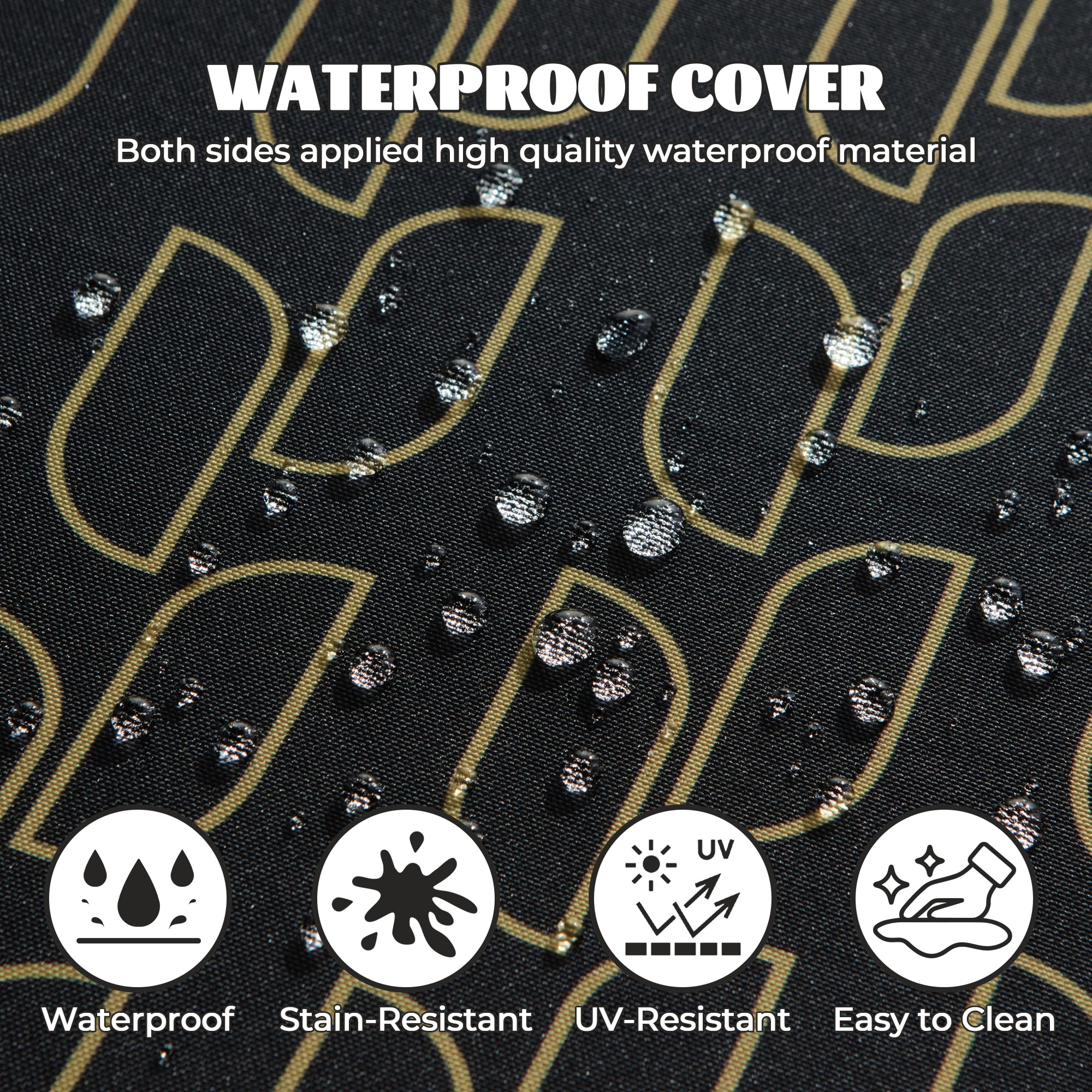 UNIKOME 4-Pack Outdoor Patio Seat Cushions, Waterproof High-Density Foam, 18.5 x 16 x 3 inch, Black Floral