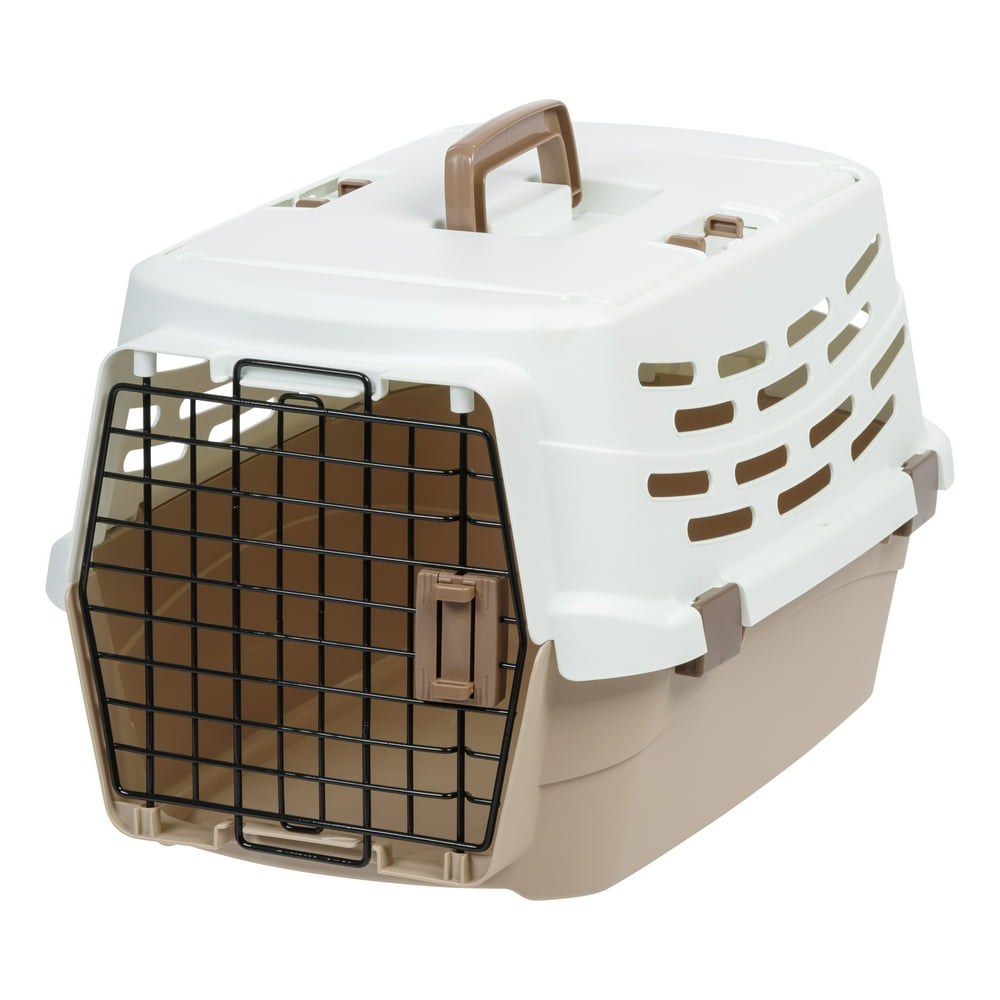 IRIS USA, Medium Easy Access Pet Travel Carrier, OffWhite/Brown