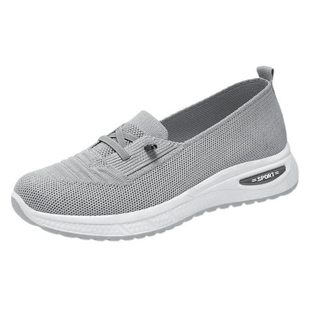 OJSFQUFP Womens Casual Shoes Casual Ladies Single Shoes Breathable Comfortable Middle Aged Mom Shoes Work Flats Office Shoes Work Shoes Women Grey 40