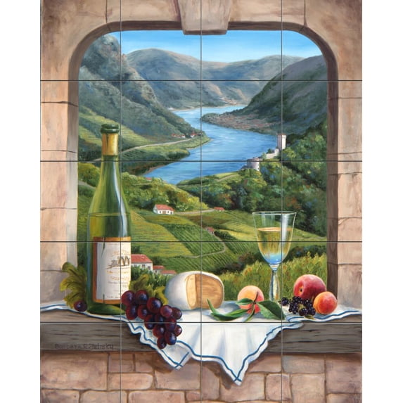 Tile Mural Kitchen Backsplash - Rhine Wine Moment - by Barbara Felisky