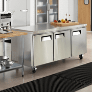Cooler Depot 72 inch 20.25 cu.ft, 36 heigh Commercial Undercounter Freezer, 3 Solid Doors, Stainless steel exterior, NSF certified.