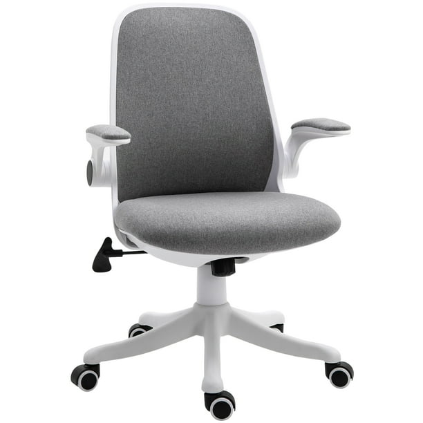Vinsetto Office Chair 360° Swivel Task Desk Breathable Fabric Computer  Chair with Flip-up Arms and Adjustable Height, Grey