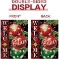 thumbnail image 5 of Three Red Jingling Bell Merry Christmas Garden Flag Burlap Small Vertical 12.5x18 Christmas Tree House Flag for Winter Christmas Farmhouse Outdoor Flag Decor, 5 of 6
