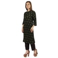 thumbnail image 3 of Moomaya Printed Womens Kurti 3/4 Sleeve Mandarin Collar Straight Kurta Soft Summer Tunic, 3 of 7