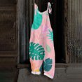 thumbnail image 2 of JULMCOMO Cotton Linen Plus Size Jumpsuits for Women Spaghetti Strap Hawaiian Floral Print Summer Outfits Sleeveless Casual Rompers Pink XL, 2 of 6