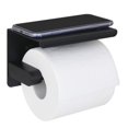 thumbnail image 2 of Portarrollos de papel higiénico adhesivo con estante Portarrollos de papel higiénico montado en la pared No se requiere taladrar Asiento de inodoro de acero inoxidable SUS 304, negro JFHHH pequeña, 2 of 4