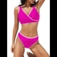 thumbnail image 2 of Traje de Baño Deportivo de Dos Piezas con Tirantes Anchos y Escote en V para Mujer. Rosa Roja L, 2 of 7