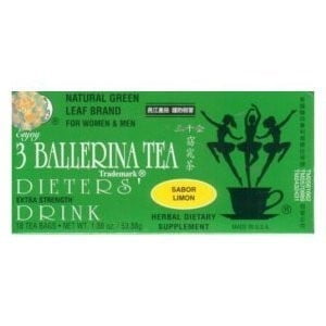 3 BALLERINA TEA DIETERS DRINK EXTRA STRENGH LEMON FLAVOR (3 boxes, 18 tea bags , 1.88 oz
