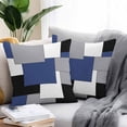 thumbnail image 2 of Throw Pillow Covers 24x24 Inch Set of 2, Navy Blue Grey Black Geometric Waterproof Outdoor Pillow Covers, Middle Century Abstract Aesthetics Decorative Cushion Pillowcases for Couch Sofa Bed Patio, 2 of 9