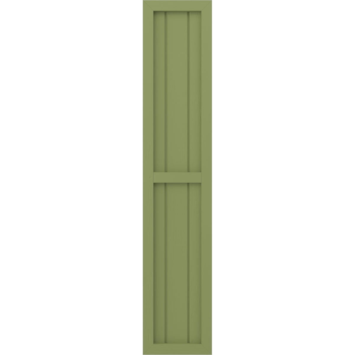 Ekena Millwork 10 1/2"W x 44"H Americraft Three Board Exterior Real Wood Two Equal Panel Framed Board-n-Batten Shutters (Per Pair), Moss Green