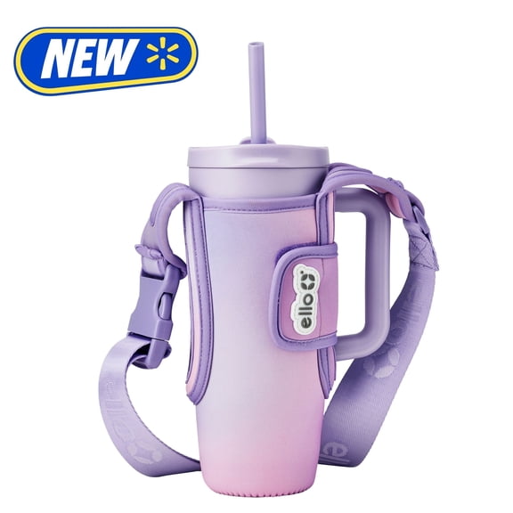 Ello Ultra Clean 24oz Vacuum Insulated Stainless Steel Tumbler with Handle and Adjustable Sling Bag, Dreamy Amethyst